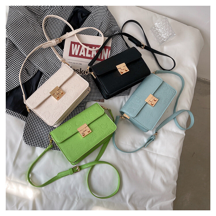 New style women's in spring and summer of 2021 simple and fashionable small square bag with one shoulder slung Pu women's bag