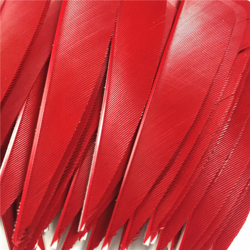 50 stücke Hohe Qualität 3 "zoll Feath Schild Cut Flügel Türkei Feder Farbe Rot Pfeil Reale Feder Pfeil Federn flügel Bogen Pfeil