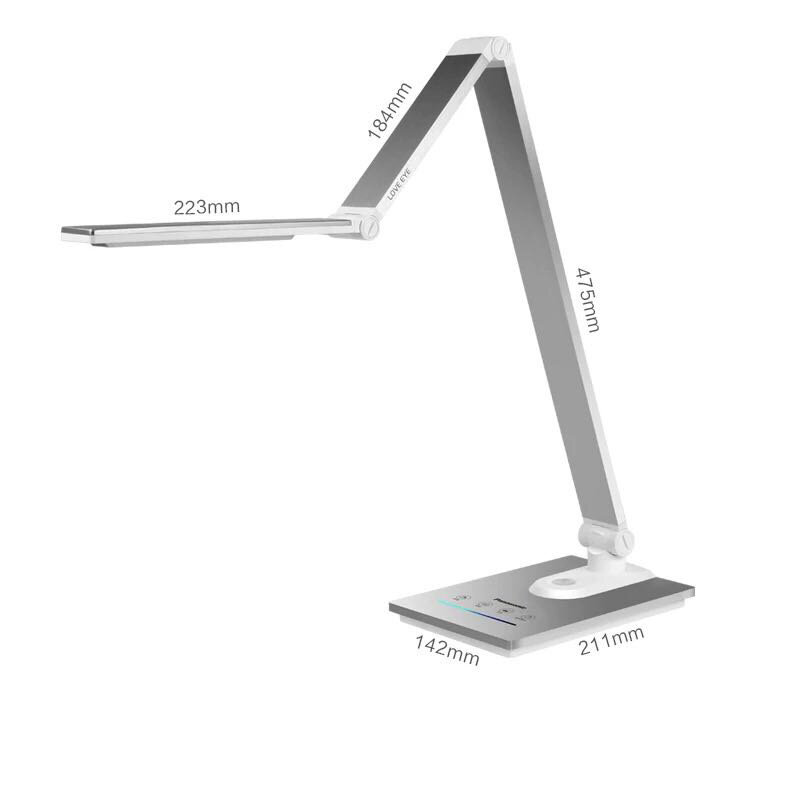 Panasonic Modern Metal Brushed Aluminum Saving Folding Touch LED Desk Lamp Office Study Reading Working Table Night Light