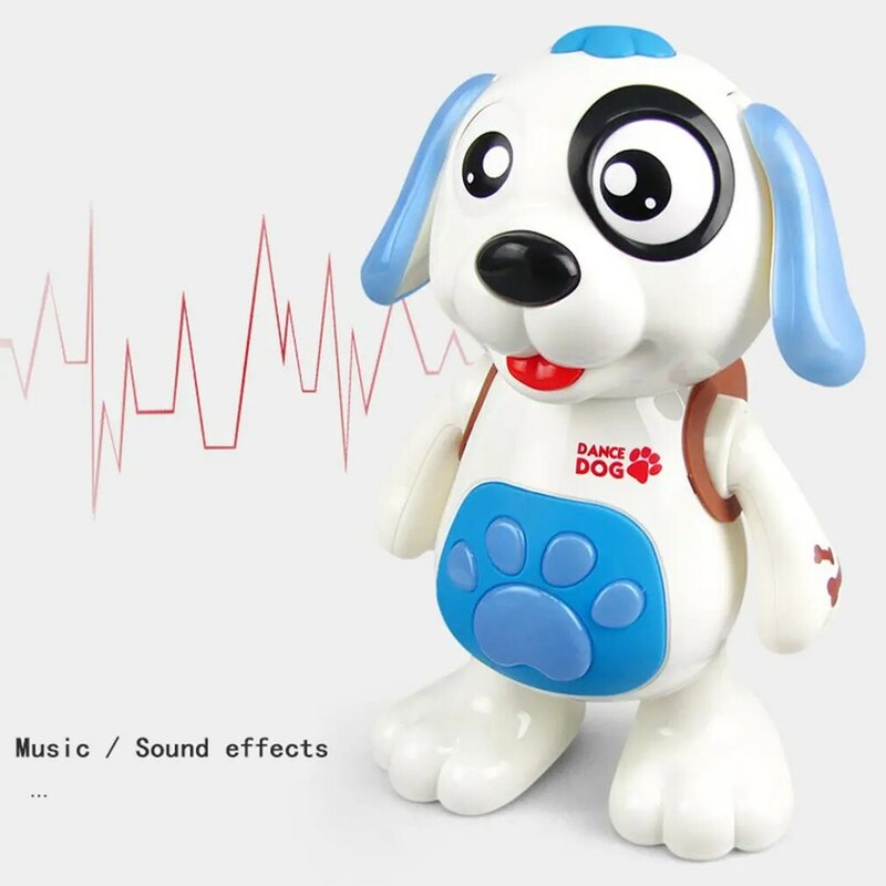 Lampu Musik Elektrik Mainan Anjing Robot Berjalan Menari Tanpa Baterai Mainan Fungsi Bionik Menarik Pantul Anak Anjing