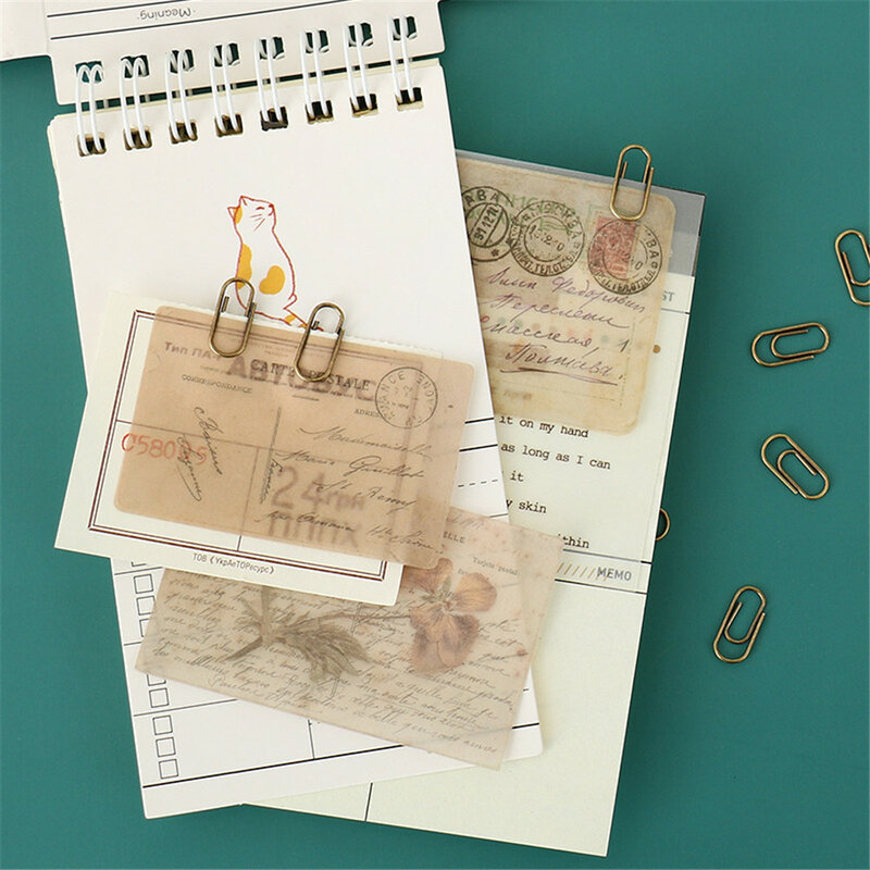 50 pçs/saco bonito mini bronze clipes de papel marcadores foto memo ticket clip artigos de papelaria material escolar presentes