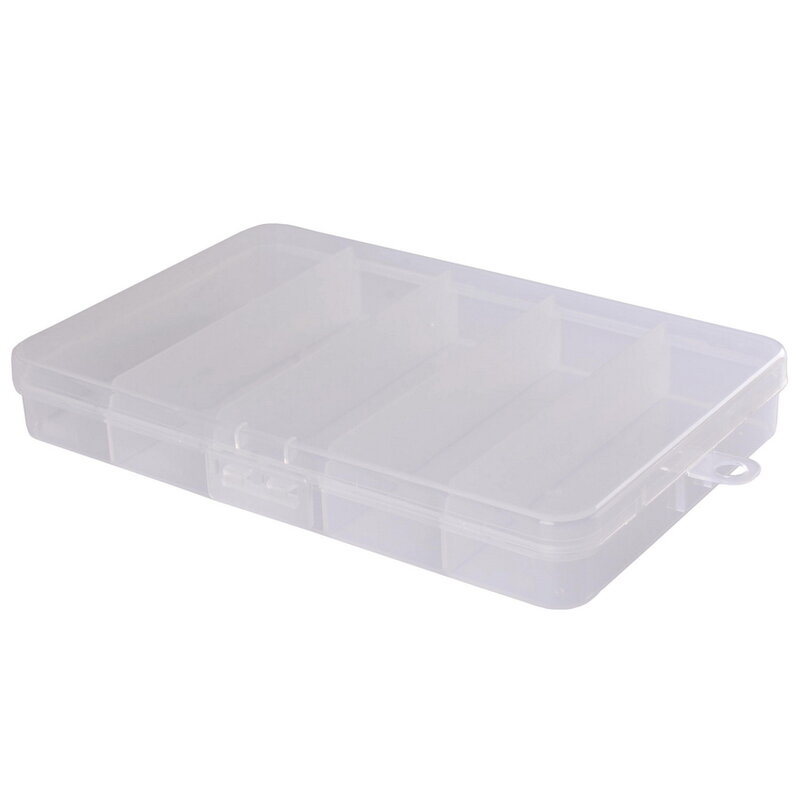 Caixa de armazenamento de plástico transparente, de alta qualidade, 5 compartimentos, recipiente para pesca, isca, gancho, ferramenta, caixa de equipamento
