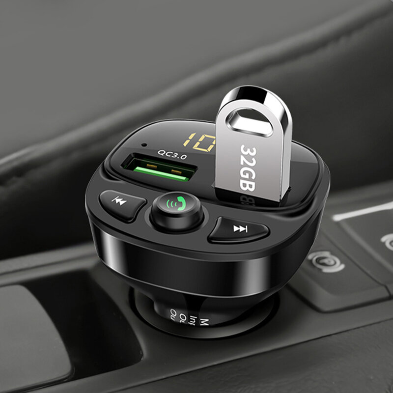 รถ BT5.0เครื่องส่งสัญญาณ FM ไร้สาย MP3ผู้เล่น12-24V Receiver Dual QC3.0 USB Fast Charging พร้อมไมโครโฟน USB/TF สนับสนุน