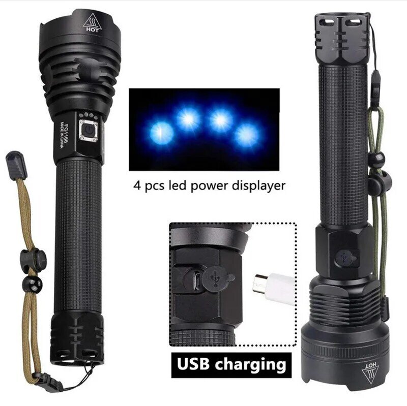 ZHIYU Most Powerful LED Flashlight XHP50 USB Rechargeable LED Torch Waterproof Zoom Super Bright Camping Adventure Flash Light