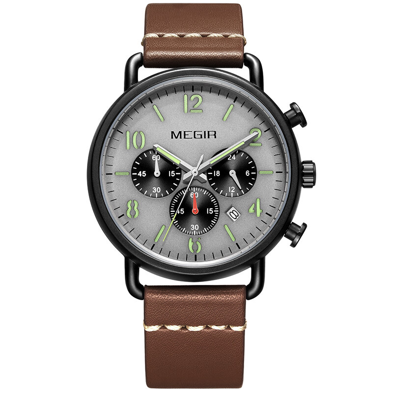 Megir 2020 novo relógio masculino moda esporte relógio de quartzo dos homens relógios marca luxo negócios couro à prova dwaterproof água relogio masculin