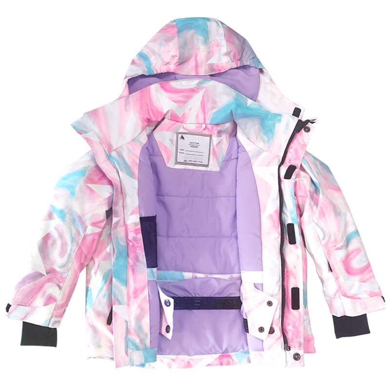 Conjuntos de esquí para niños, chaqueta de esquí impermeable a prueba de viento para exteriores, cálida, con capucha, trajes deportivos de Snowboard