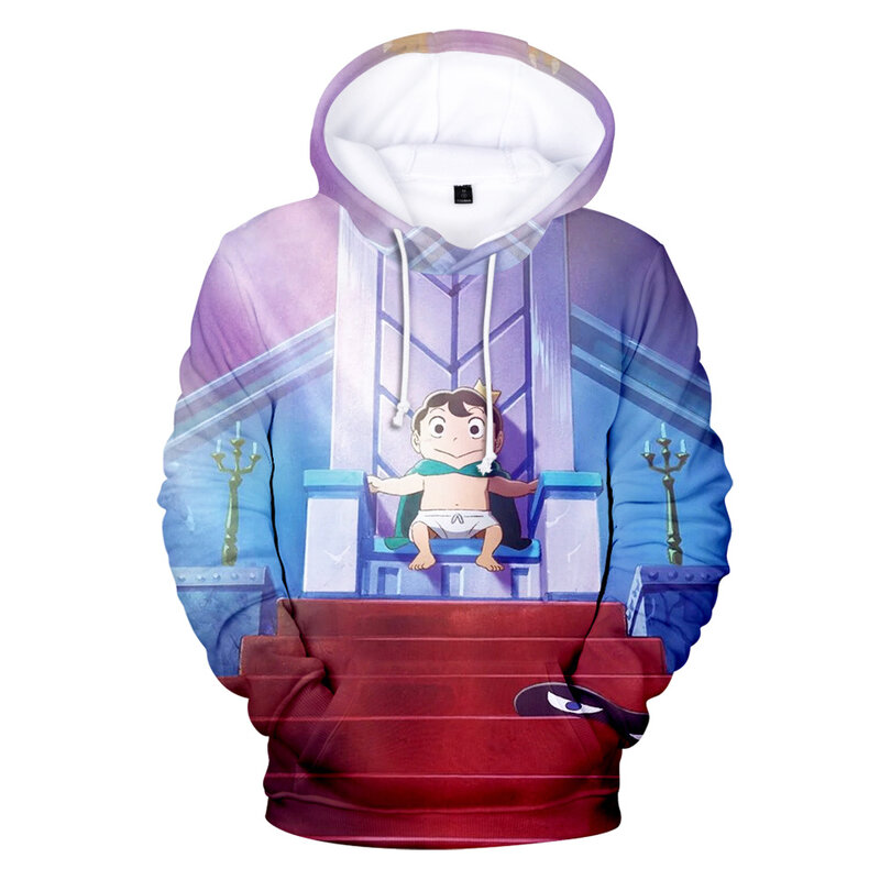 Sudadera con capucha de dibujos animados para hombre, suéter holgado de gran tamaño, con estampado de rey, 2021
