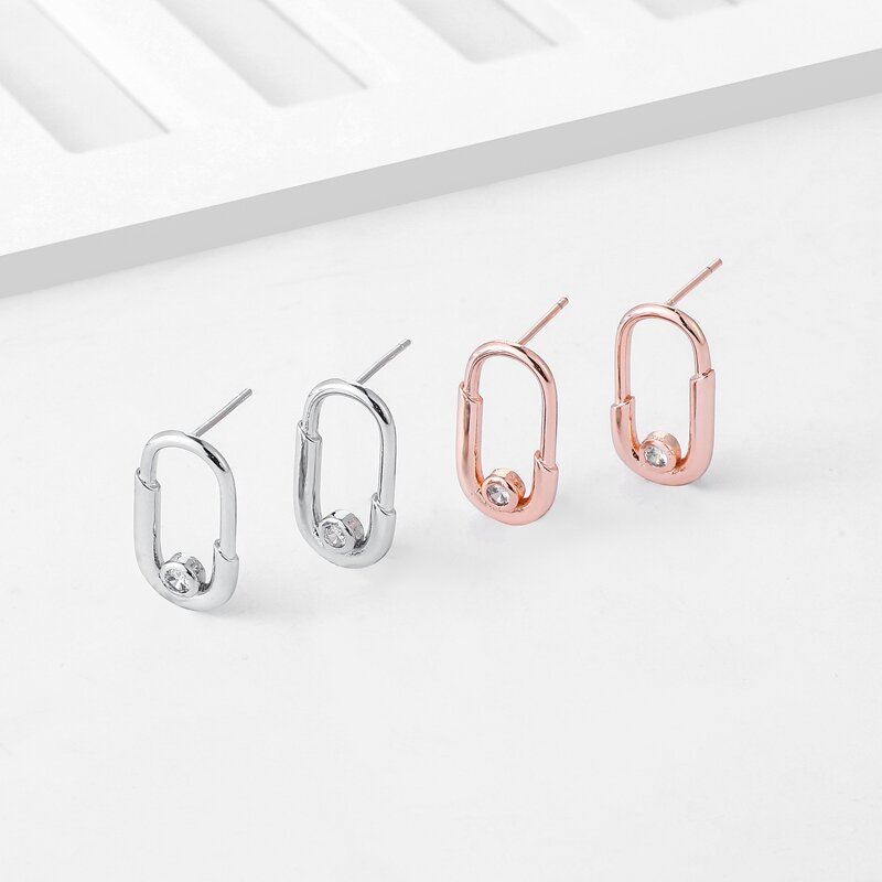 SIPENGJEL Mode Hip Hop Sicherheit Pin Ohrringe Punk Geometrische Metall Stud Ohrringe Für Frauen Schmuck 2021