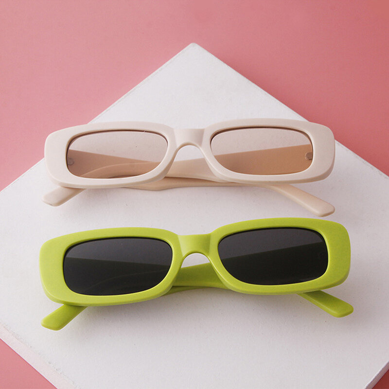 Gafas de sol rectangulares y pequeñas para hombre y mujer, anteojos de sol femeninos de colores llamativos, Retro, Color caramelo, UV400, cuadradas, amarillas y púrpuras, novedad de 2021