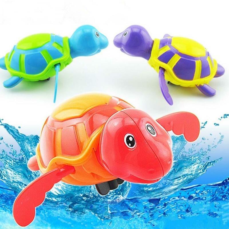 Baby Tortoise Bath Toy Cute Cartoon Animal Tortoise Classic  Water Toy Swim Turtle Wound-up Chain Clockwork Kids Beach Toys