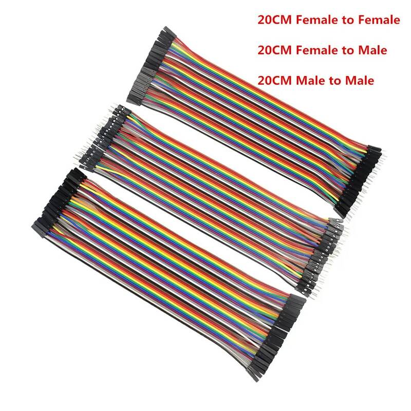 Dupont line – câbles de raccordement pour Arduino, 20cm, mâle à mâle, mâle à femelle et femelle à femelle, 120 pièces