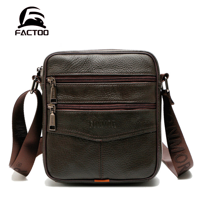FACTOO – sac messager à une épaule pour hommes, sac Original en cuir de vache, mode décontractée, Business, grande capacité, fermeture éclair