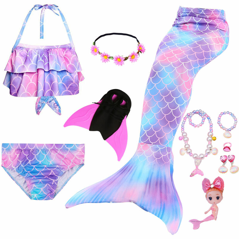 2021 NEW!Children Mermaid Tail with Monofin Kids Girls Costumes Swimming Mermaid Tail Mermaid Swimsuit Flipper for girls