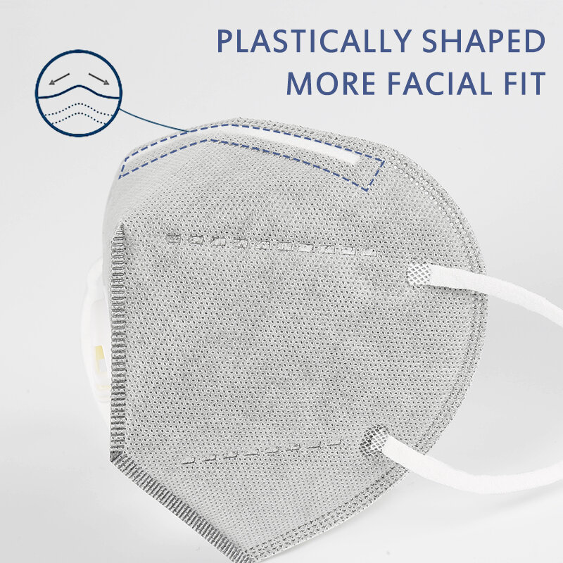 Masque facial KN95, lot de 5/10/20/50/100 pièces, anti-poussière avec Valve respiratoire, équivalent à FFP2 plus proche de FFP3