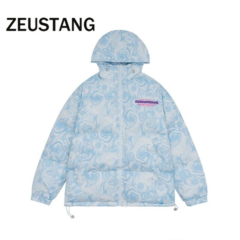 Zeusntang Harajuku Streetwear modne kurtki list drukuj codzienne płaszcze cała na zamek Hip Hop luźne bluzki na co dzień