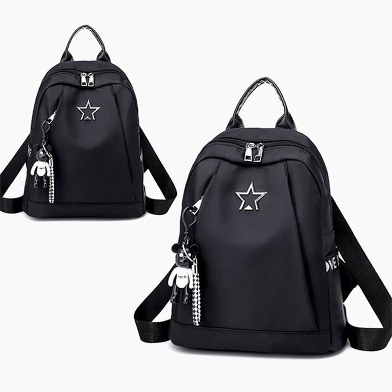 Mulheres oxford impermeável pano preto mochila estudante escola mochila sacos para adolescentes mochila casual viagem daypack