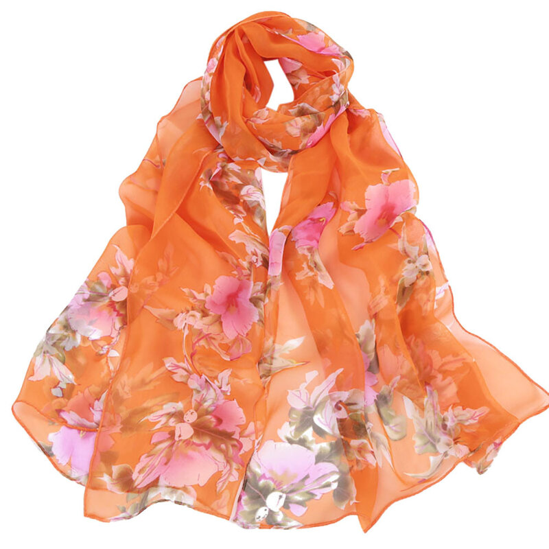Шарф с принтом цветущего персика, накидка, Модный цветочный дизайн, Длинные мягкие шарфы, женская летняя Длинная пляжная шаль, зимние шарфы