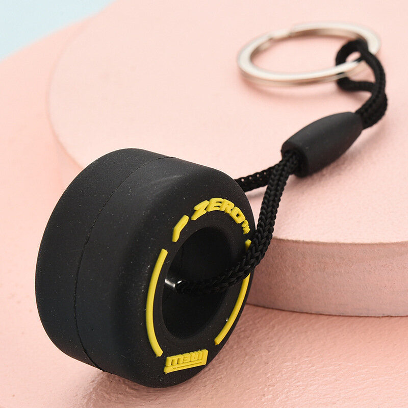 New PVC Soft Rubber Tire Keychain Silicone F1 Mini Cute Tire Car Key Rings Bag Zipper Decoration Charms Best Gifts for Unisex