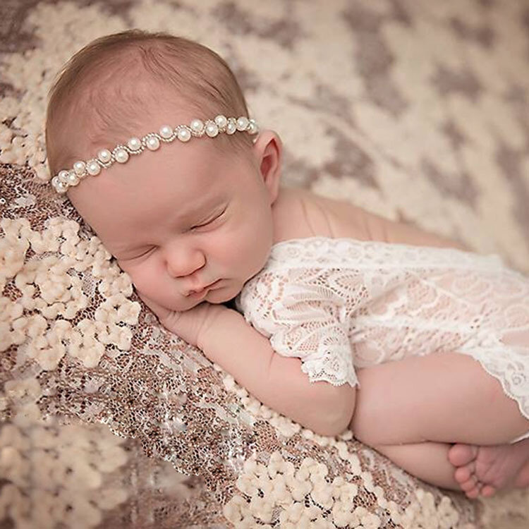 Pearl Headband Newborn Baby Elastic Princess Hairbands Headwear Gifts Newborn Photograph Props