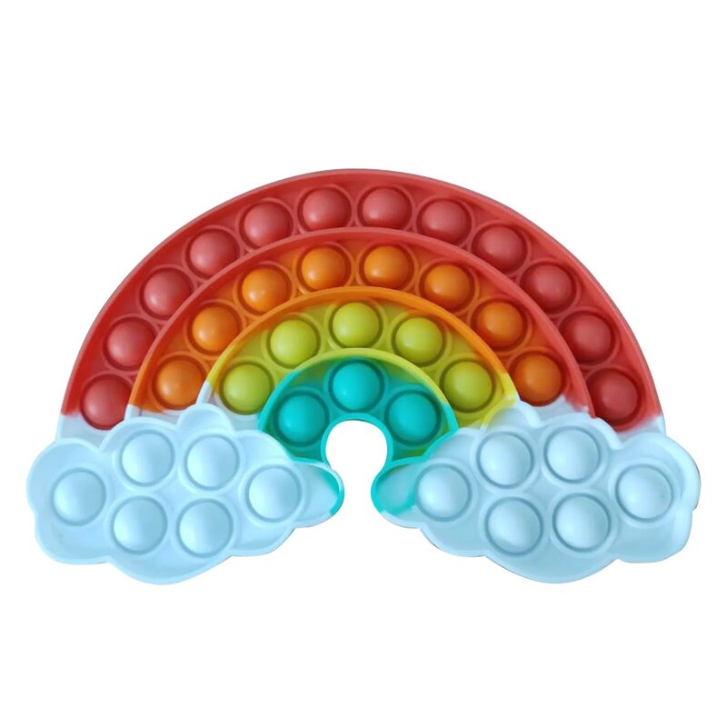 Divertente arcobaleno Fidget Toy sensoriale Push Bubble Poppit Unicorn Toy per bambini adulto Antistress autismo bisogno di Squishy Antistress giocattolo