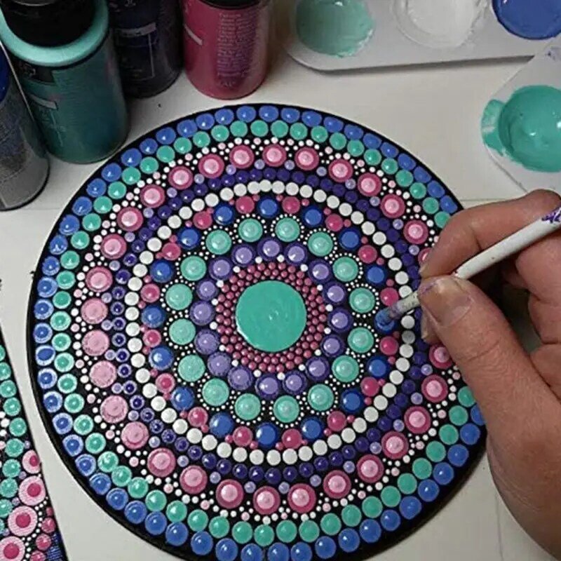 New 8pcs Black Round Cardboard Mandala Painting Paper DIY Cardboards Art Supplies