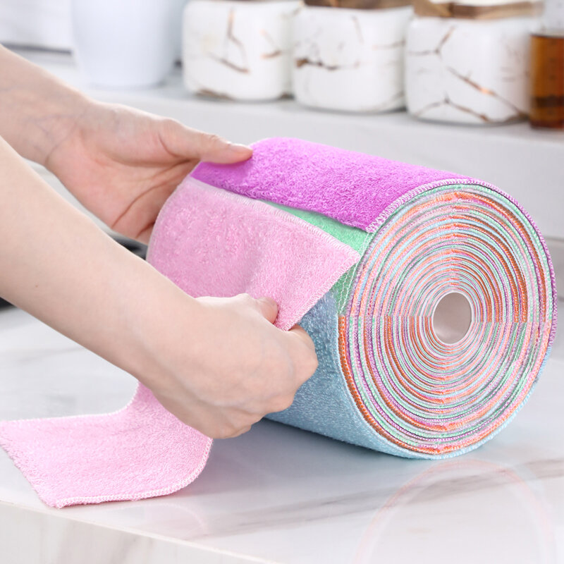 ไมโครไฟเบอร์ทำความสะอาดผ้า Double-Layer ดูดซับผ้า Non-Stick ครัวผ้าขนหนูอุปกรณ์ทำความสะอาดห้องครัว