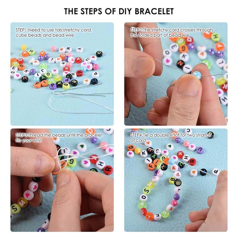 DIY Handproduced Beaded Colorful Children's Toy Acrylic Beads Crafts Making Bracelet Necklace Jewelry Kit Girl Toy Gift