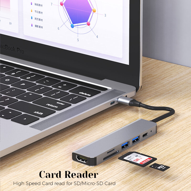 USB HUB To HDMI-compatation VGA PD RJ45 TF/SD Reader Adapter Dock USB3.0 11 Splitter Port Dock Type C HUB For Macbook Air M1 Pro