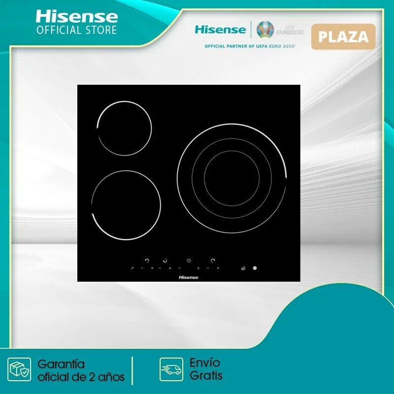 Hisense E6322C оснащена плитой с керамическим покрытием, кухня, сенсорный Панель керамическая стеклянная панель Панель, 3 конфорки, 5700 W, 59 × 6 × 52 см
