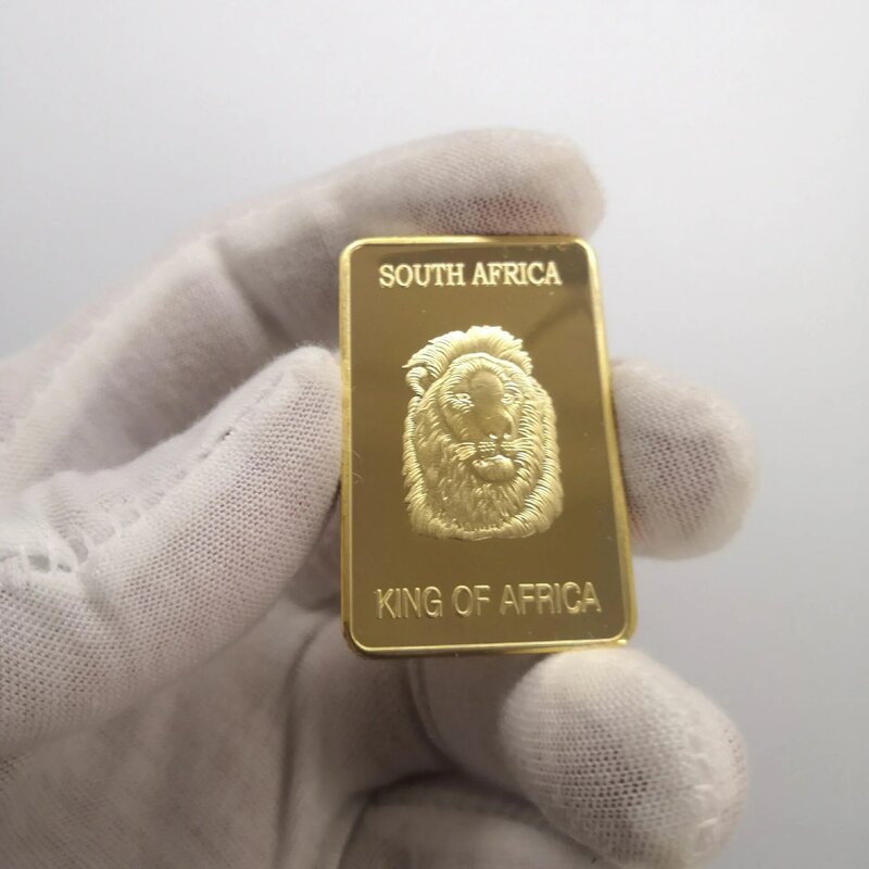 Tesoro nazionale del sudafrica leone placcato in oro commemorativo blocco di monete alce blocco di specchio in metallo Bar placcato in oro decorazione domestica