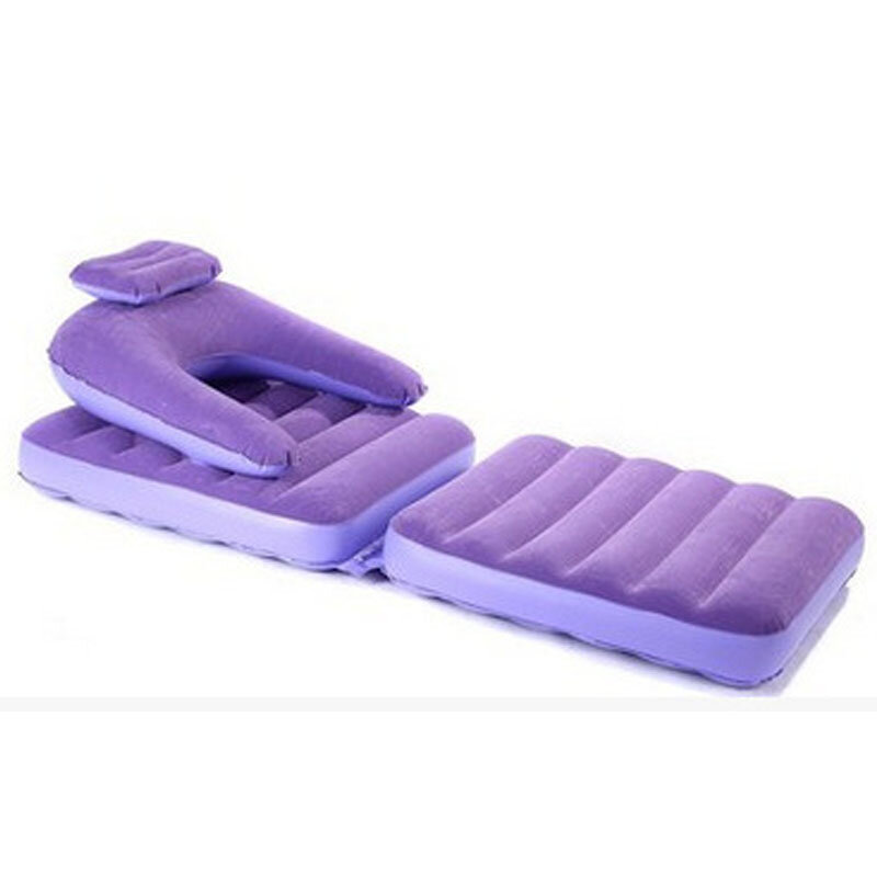 Portable inflatable flocking sofa bed dual purpose folding multi-function pressure resistant reclining chair nap outdoor cushion