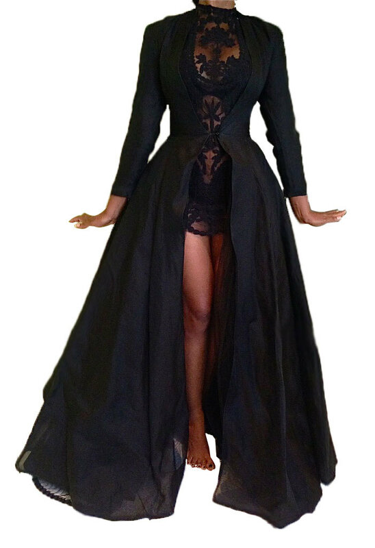 فستان شيفون جذاب على الموضة للسيدات موديل 2022 ، طقم مكون من قطعتين من الشيفون والدانتيل الأسود