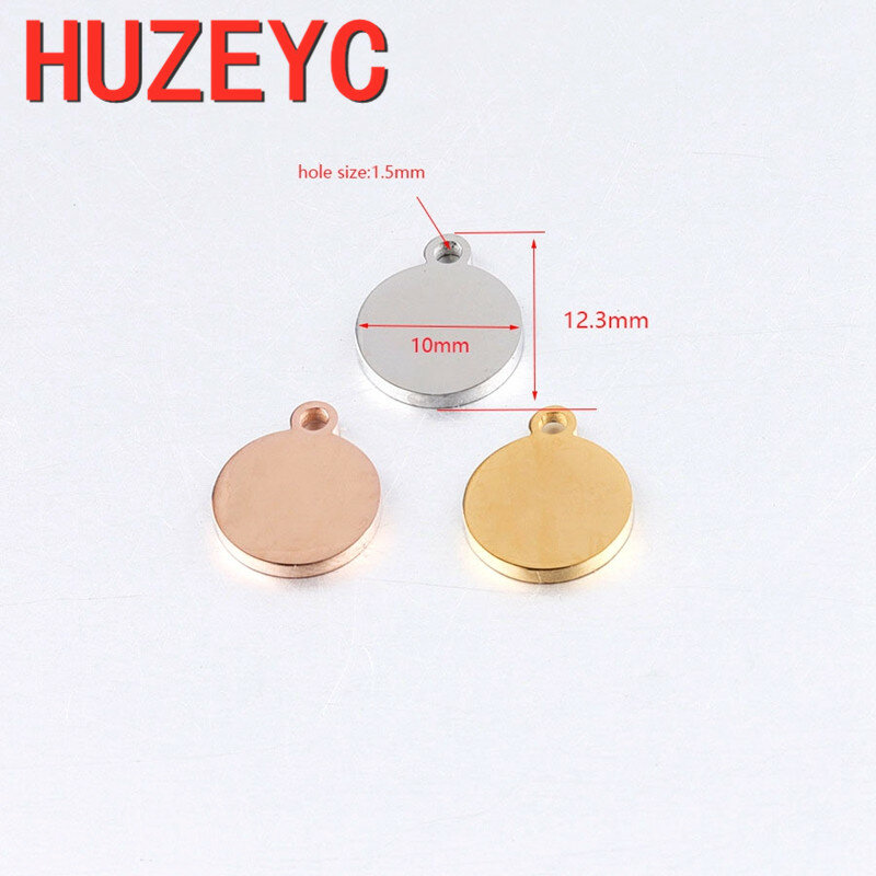 5pcs/Lot 10-25mm Stainless Steel Disc Pendant New Trend High Polish Round Charm Necklace Laser Engraving Marking DIY Jewelry