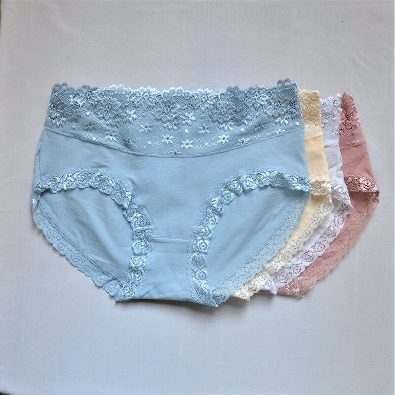 4 PCS/Lot женские трусы Cotton Briefs Women Panties Comfortable High Waist Underwear Female Ultra-Thin Lace Sexy Girl Lingerie