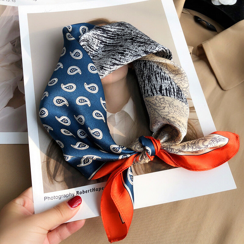 Luxus Reiner Seide Schal Für Frauen Mode Paisley Print Hijab Schals Weibliche 53cm Platz Stirnband Kleine Hijab Schals Für damen