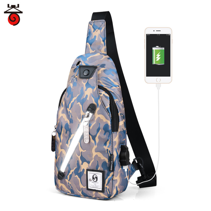 Senkeystyle mochila pequena em tecido de ombro, feminina, de alta qualidade, bolsa de peito feminina, bolsas crossbody, com carregamento usb, à prova d'água