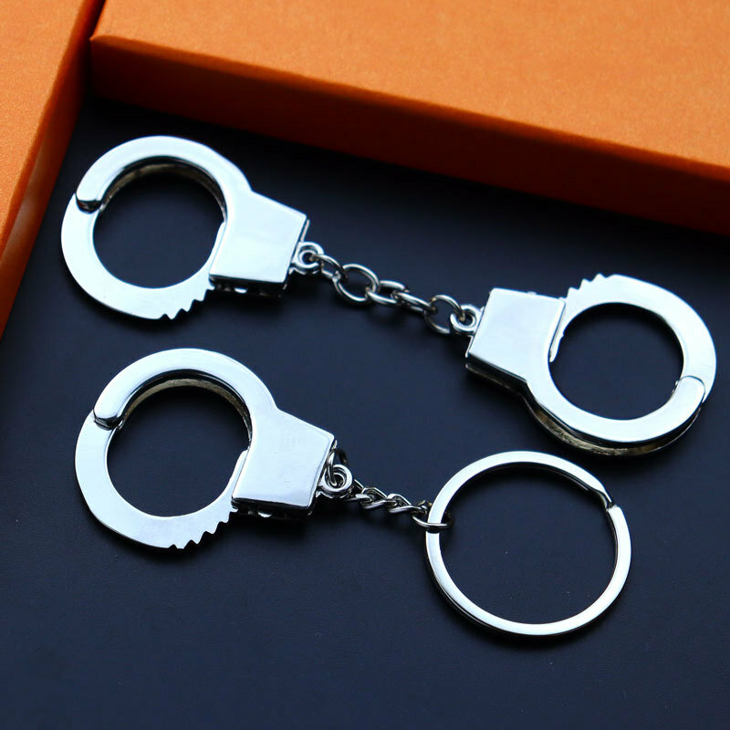 Tactical Keychain Mini Handcuffs Shape Portable Decorations  Cool Cute Car Keyring Key Chain Ring Novelty Trend Gift
