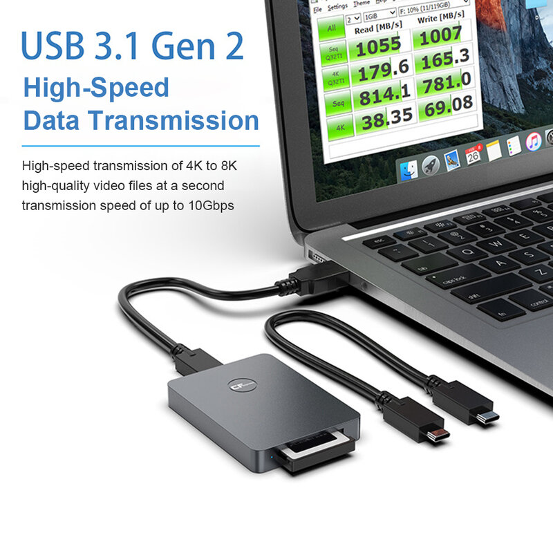 CFexpress-lector de tarjetas USB 3,1 Gen 2 10gbps, adaptador de tarjeta de memoria portátil de aluminio, con OTG