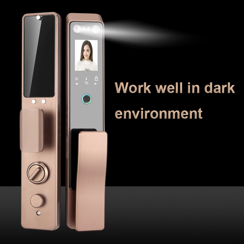 Inteligente 3d infravermelho reconhecimento de rosto fechadura da porta embutido bateria de lítio recarregável controle automático palma impressão bloqueio para casa