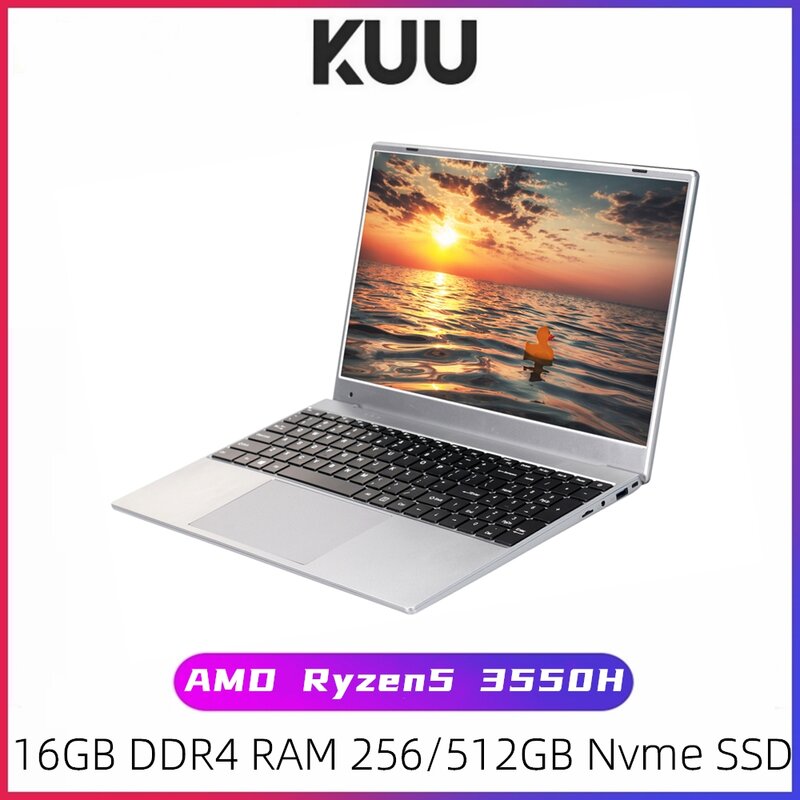Laptop da gioco KUU G2 AMD Ryzen5 3550H 16GB Dual channel DDR4 RAM 256/512GB PCIE SSD schermo IPS da 15.6 pollici Notebook da ufficio/gioco