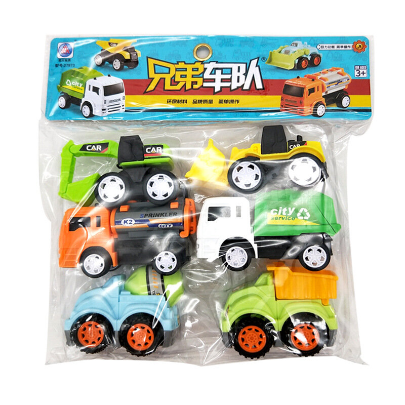6 Pcs kinder Kreative Spielzeug Mini Inertial Fahrzeug Set Auto Modell Geschenk Cartoon Spielzeug Geschenk Trägheit Engineering Auto