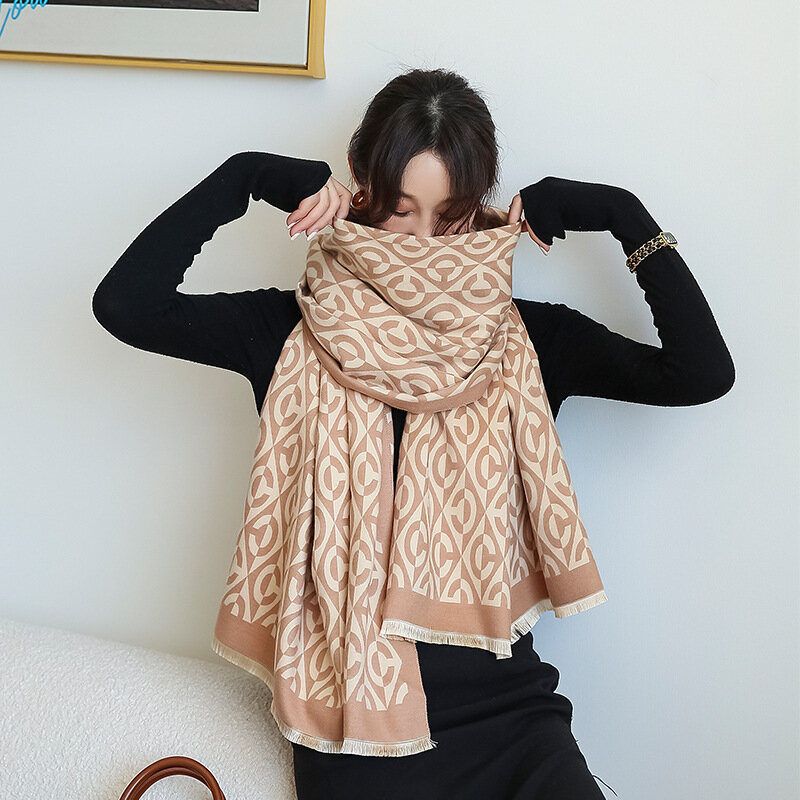 女性用プリントカシミヤスカーフ,厚手のキルティングブランケット,暖かくて柔らかいショール,冬に最適