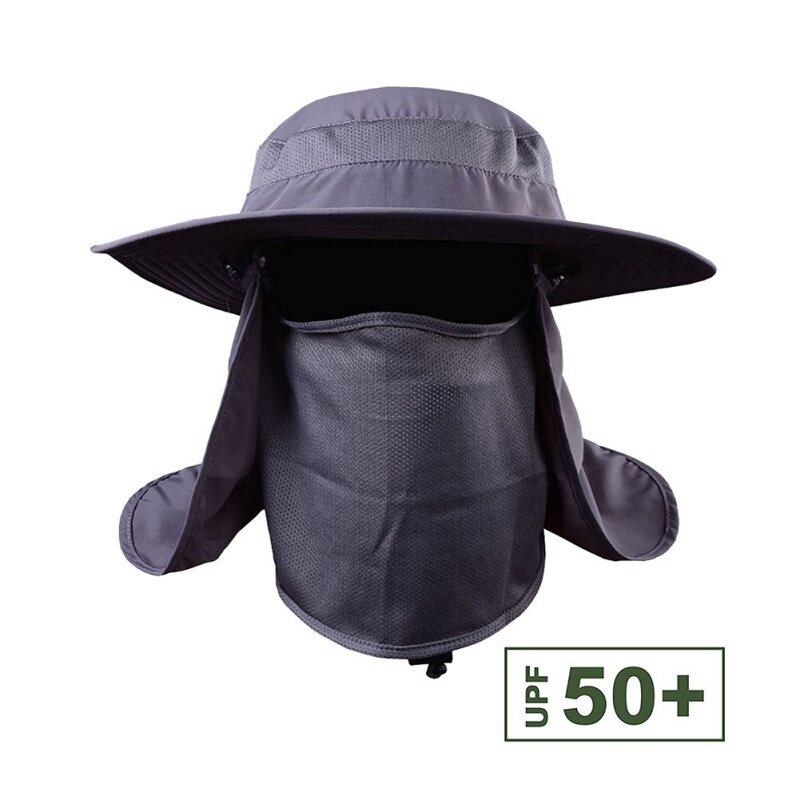 Topi Tahan Angin Berkemah Hiking Luar Ruangan Topi Kerai Penutup Leher Telinga Dapat Dilepas Topi Nelayan Topi Tutup Pancing