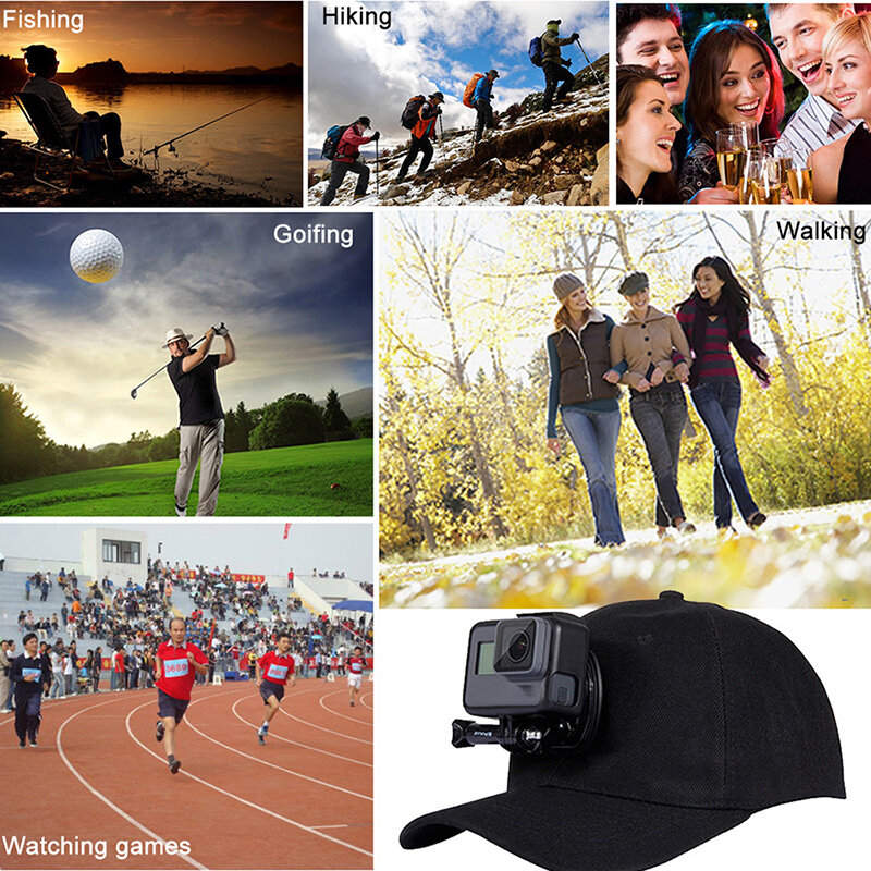 Adjustable Canvas Sun Hat Cap for GoPro Hero 9 8 7 6 5 SJCAM SJ7000 SJ6000 M20 EkenH9R H8 Pro Yi 4K SOOCOO Sport Action Camera