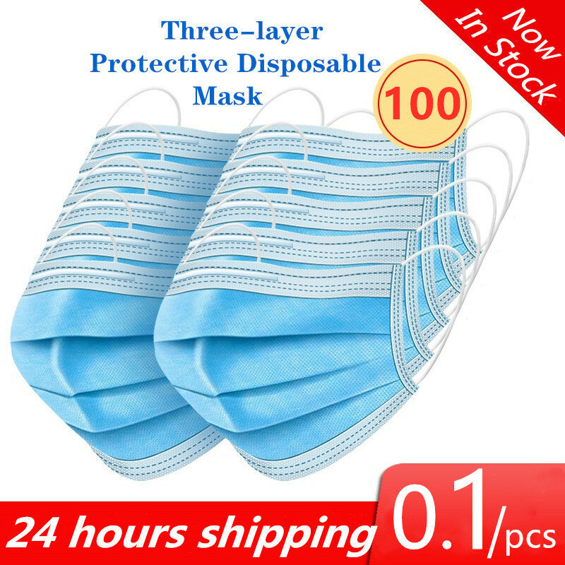 Wegwerp Medische Masker 3 Layer Laags Filter Nonwove Mond Gezichtsmasker Veilig Ademend Beschermende Chirurgische Maskers 12 Uur Verzending