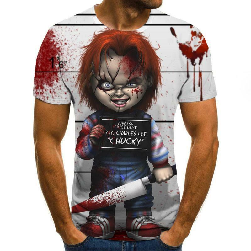 Camisetas de horror para hombre novedad de moda de verano camiseta de manga corta para hombre camiseta informal con estampado de Zombie 3D Rock para hombre estampada por completo TXU 947 