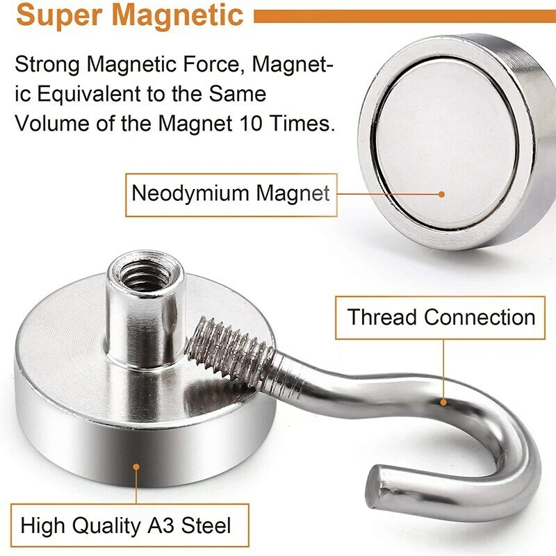 4 Buah Kait Magnetik Kuat Pemegang Magnet Tugas Berat Gantungan Gantung Dinding Basis Magnetik Organisasi Penyimpanan Rumah