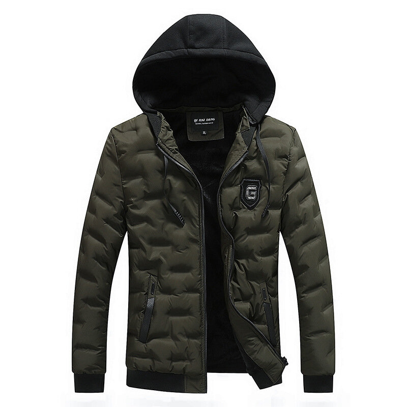 Men's Thickening Cotton-padded Jacket Increase Down Even Hat Keep Warm Cotton Black Hats