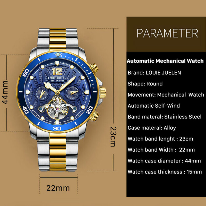 Relógio masculino relógio de pulso mecânico automático relógios dos homens 2021 marca superior luxo 30m relógio de aço inoxidável à prova dwaterproof água masculino