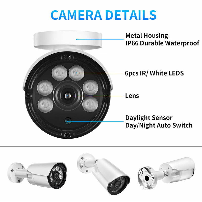 Azishn 8mp câmera bala ip 4k ultra hd dupla fonte de luz ai detecção de movimento ao ar livre h.265 vidio vigilância câmera de segurança